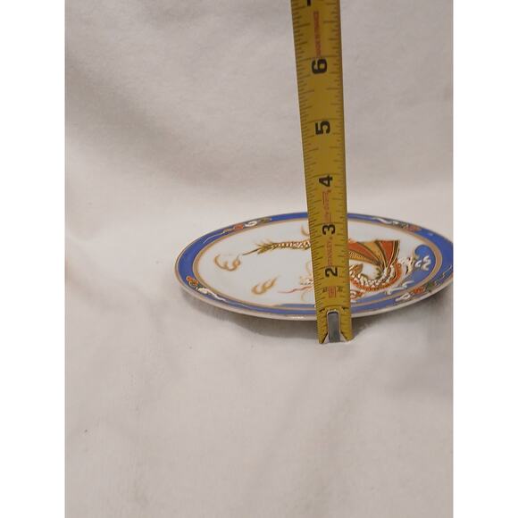 Japanese Moriage Hand Painted Dragonware 7.5" Plate Blue Band 3D Dragon & Flame - Picture 7 of 16